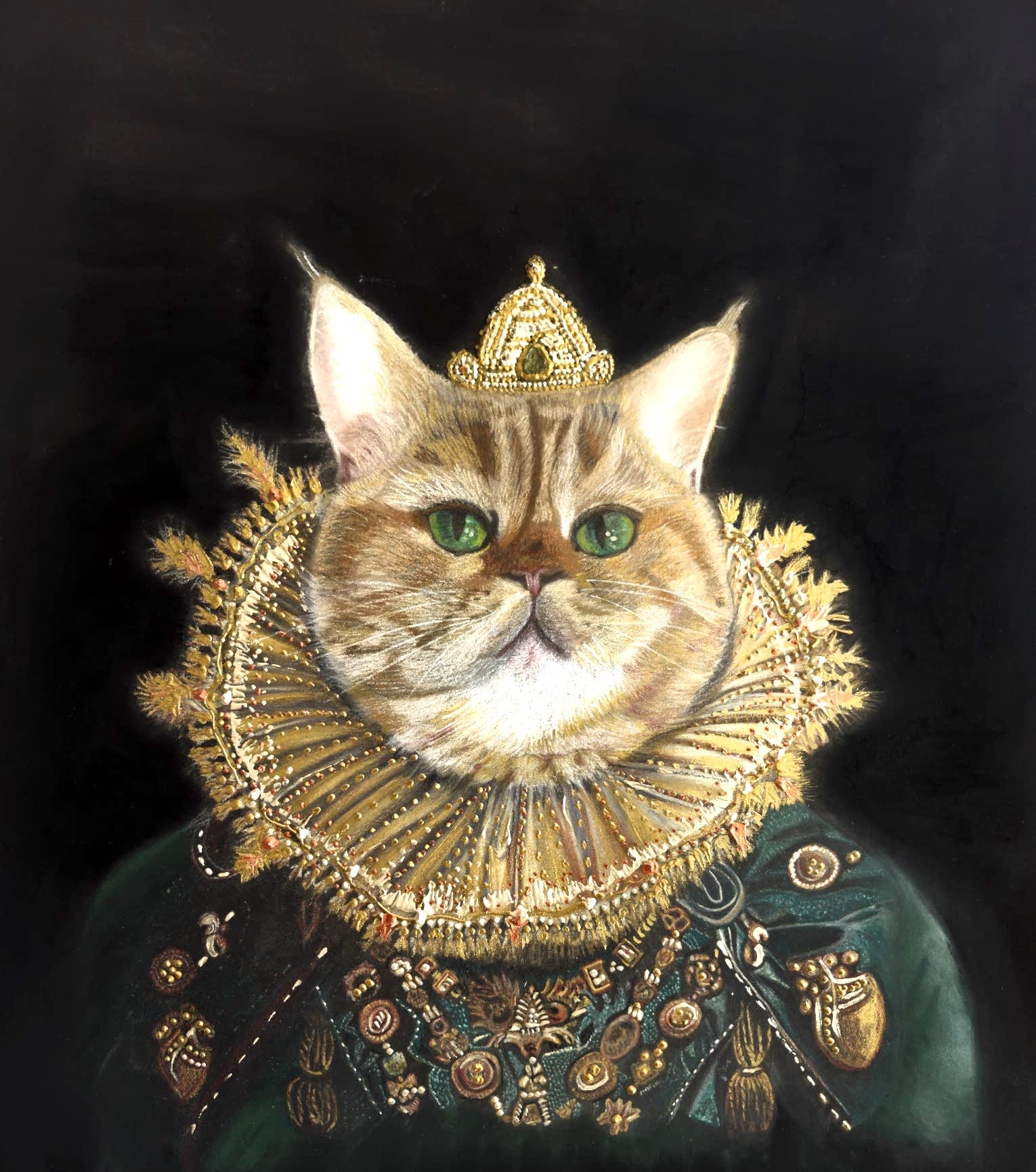 KURU KALEM SULU BOYA TAÇLI KEDİ ASİLZADE