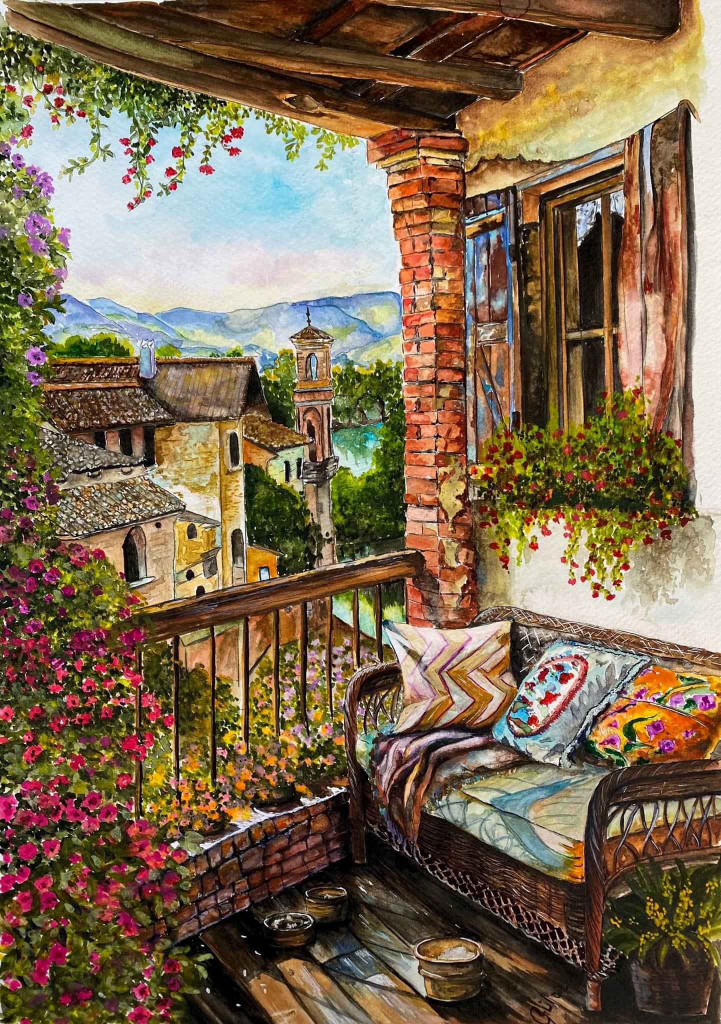 KURU KALEM VE SULU BOYA BÖYLE GÜZEL BALKON