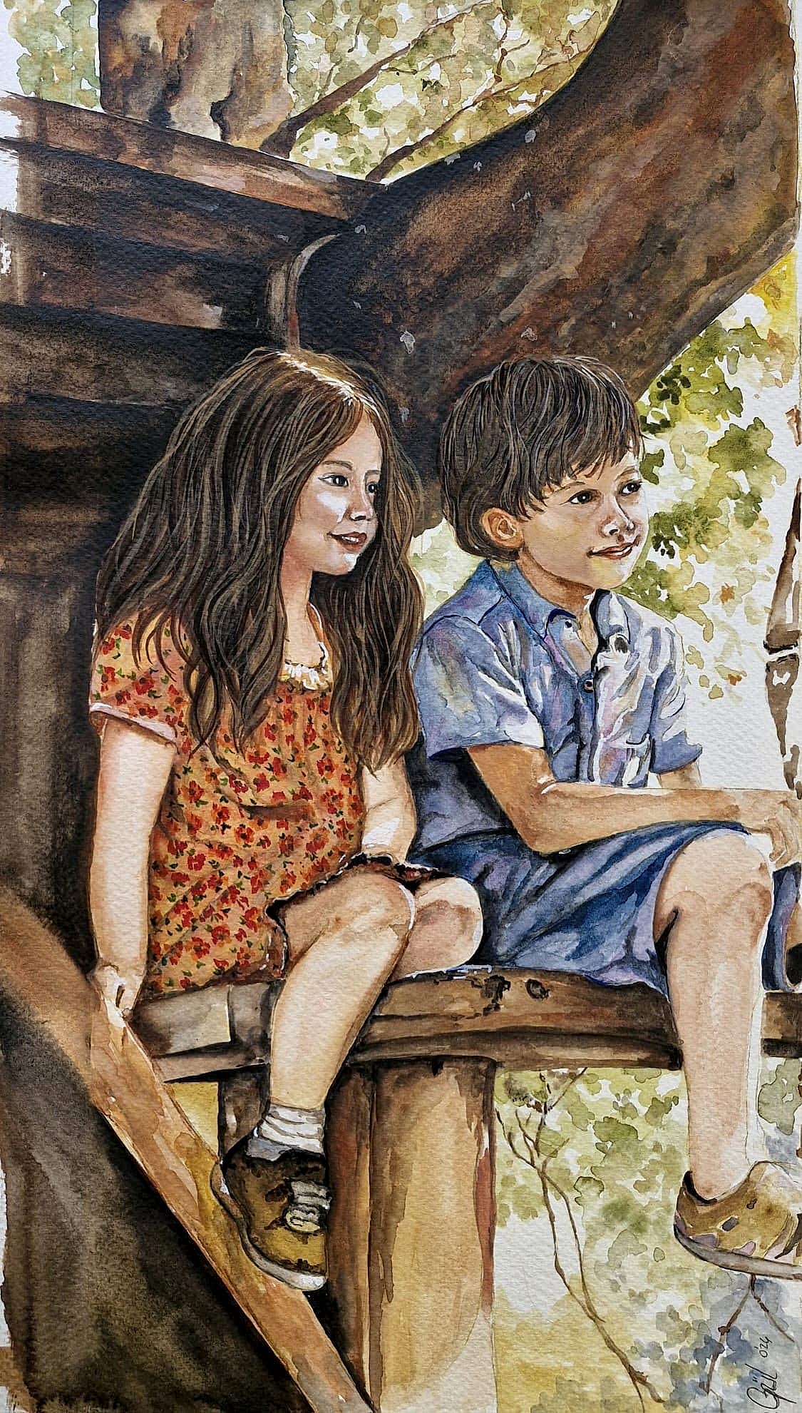 KURU KALEM SULU BOYA AĞAÇTA ÇOCUKLAR